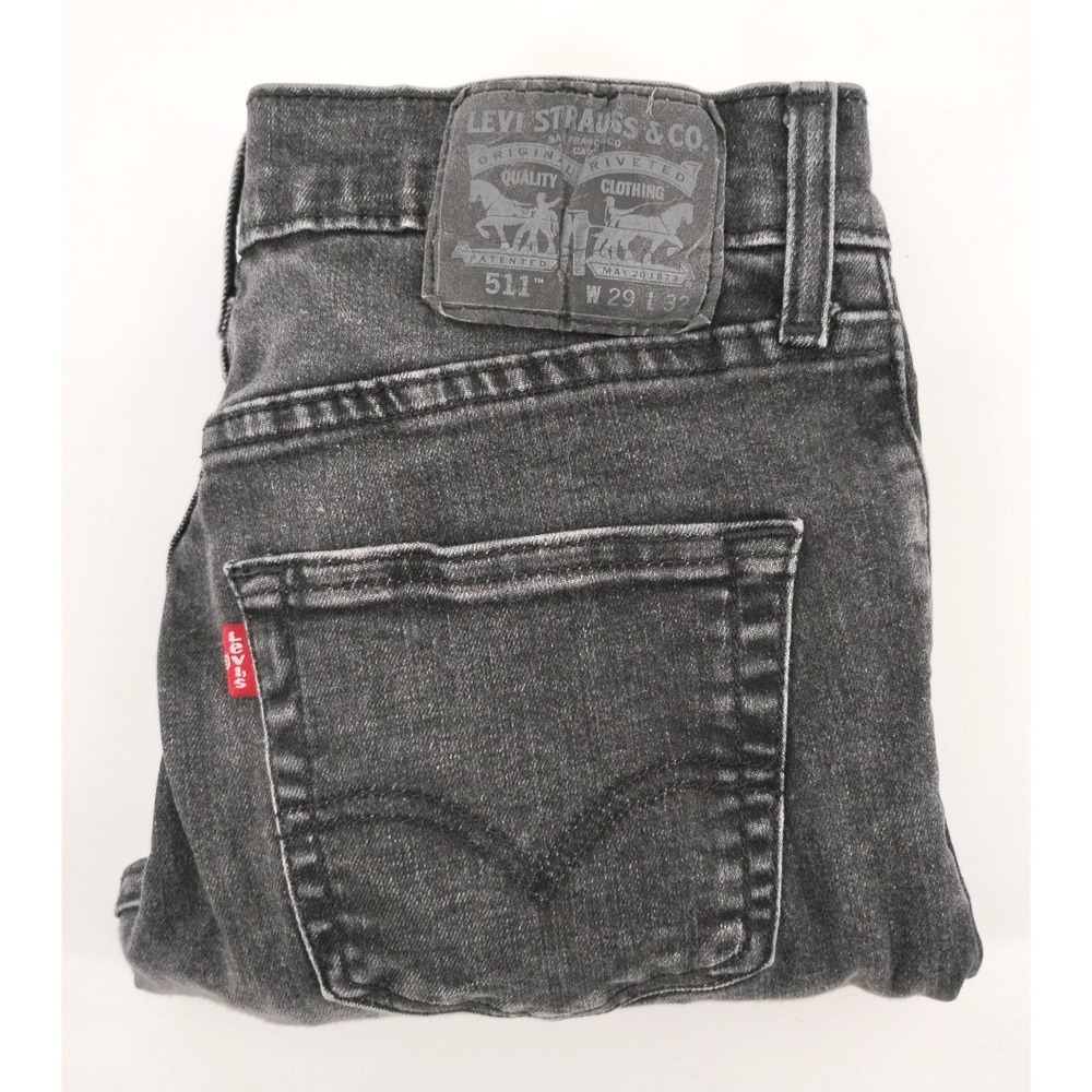 levis 511 black jeans mens 29x32 distressed grunge slim fit skinny